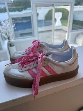 adidas Samba Women's White & Pink Leather Sneakers